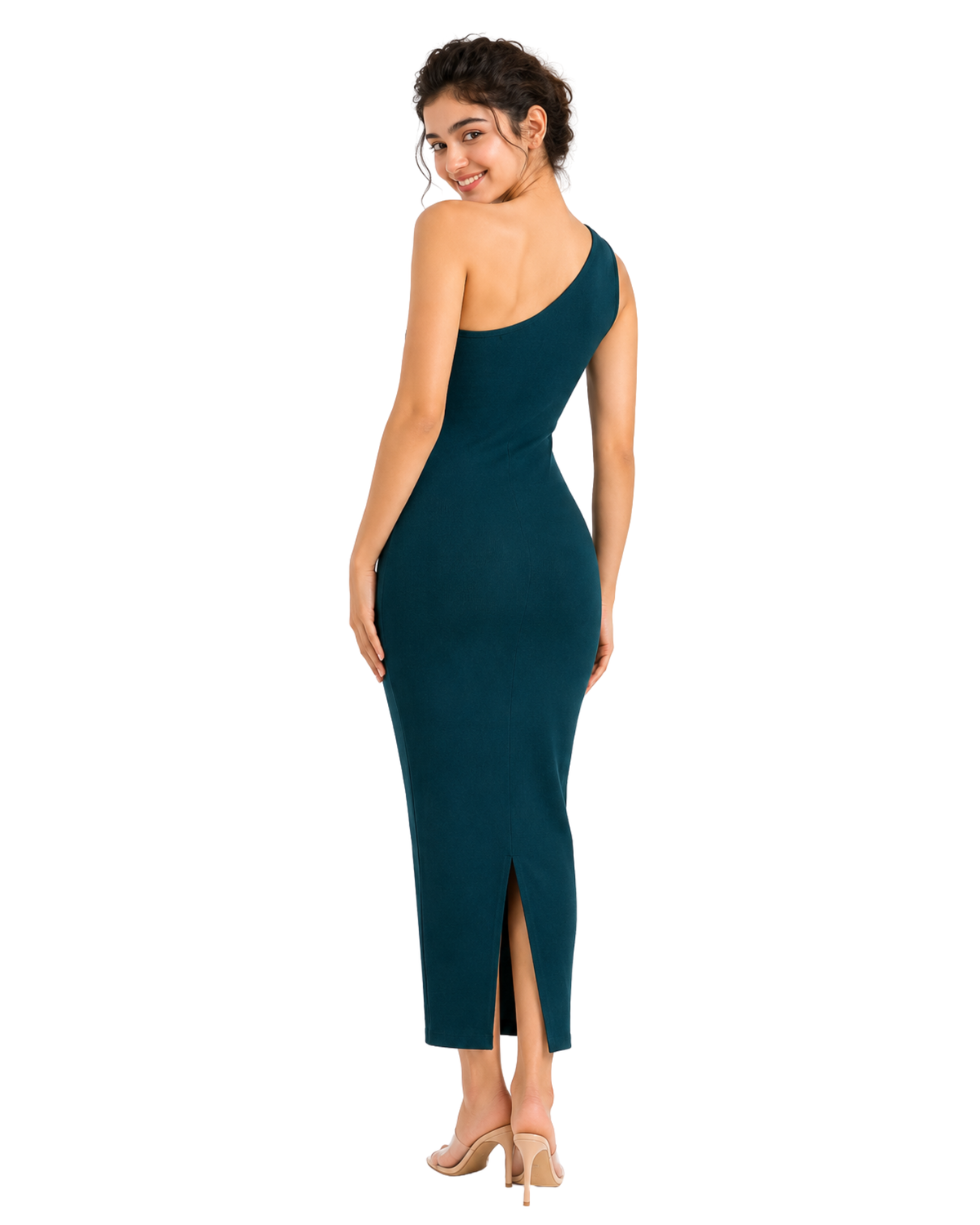 The Athena One Shoulder Ring Midi Dress
