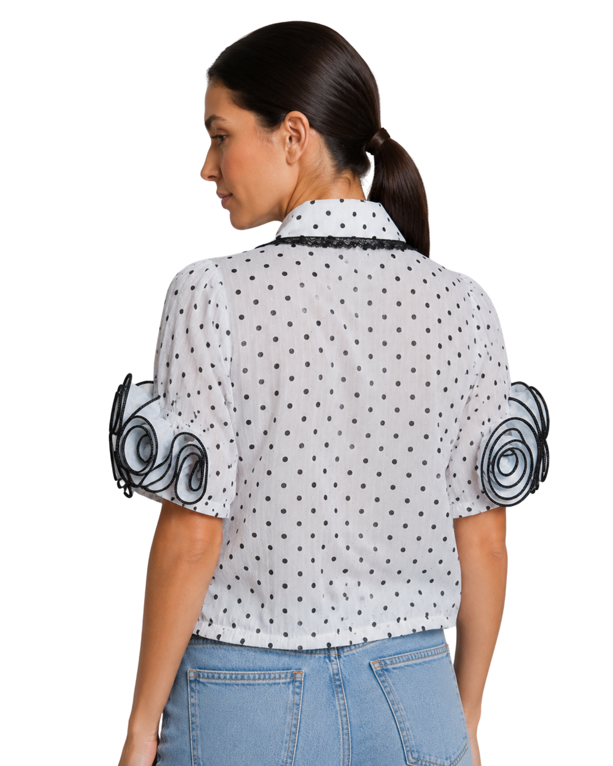 Polka Dot Lace Collar Shirt