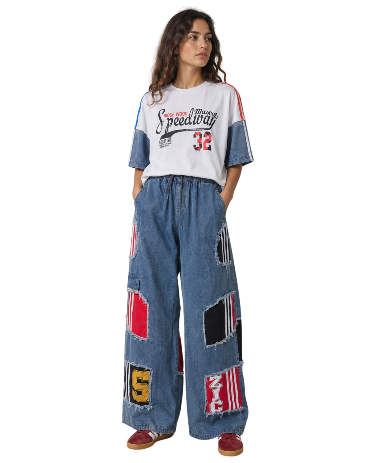 Speedway Varsity Patchwork Denim Co-ord Set