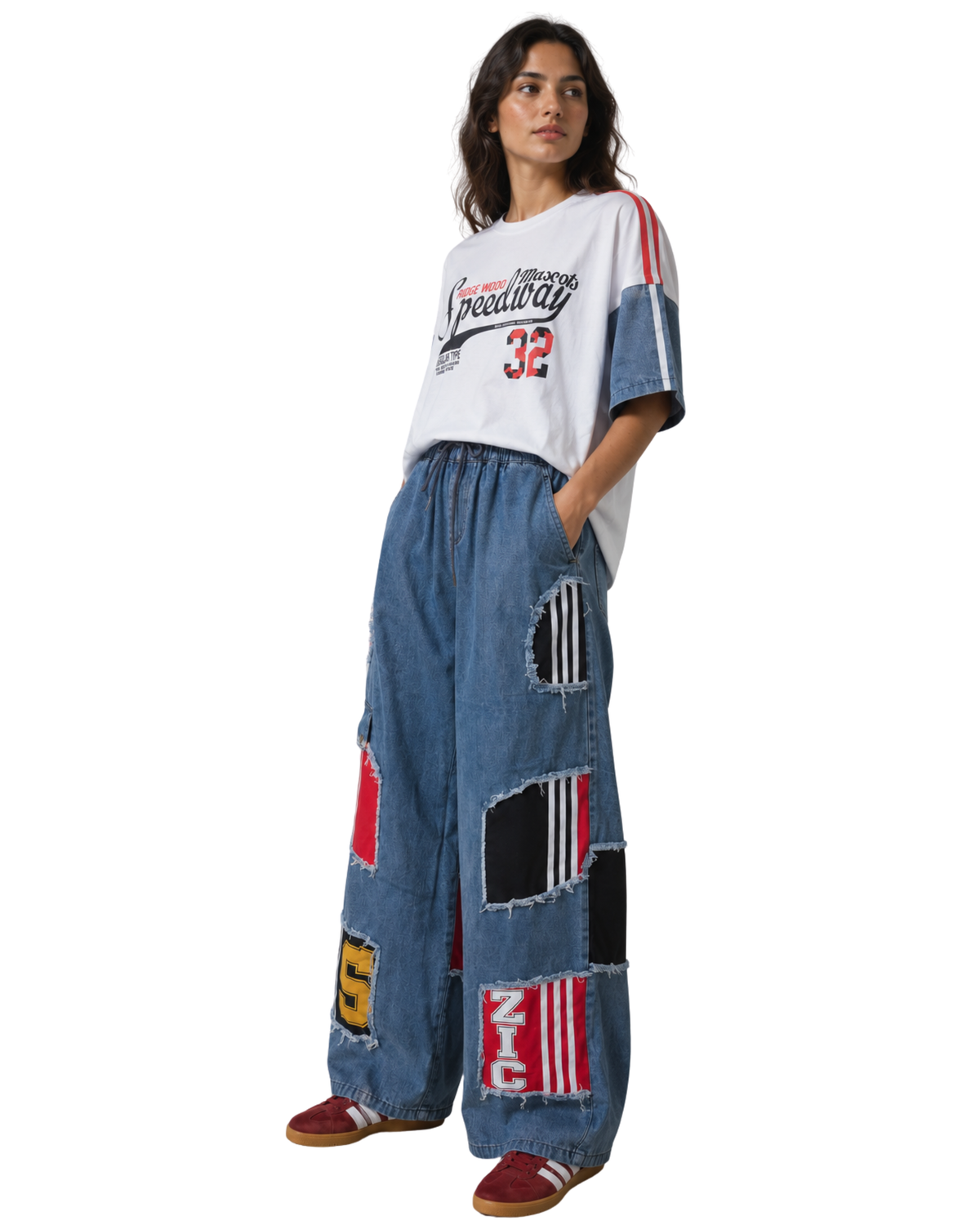 Speedway Varsity Patchwork Denim Co-ord Set