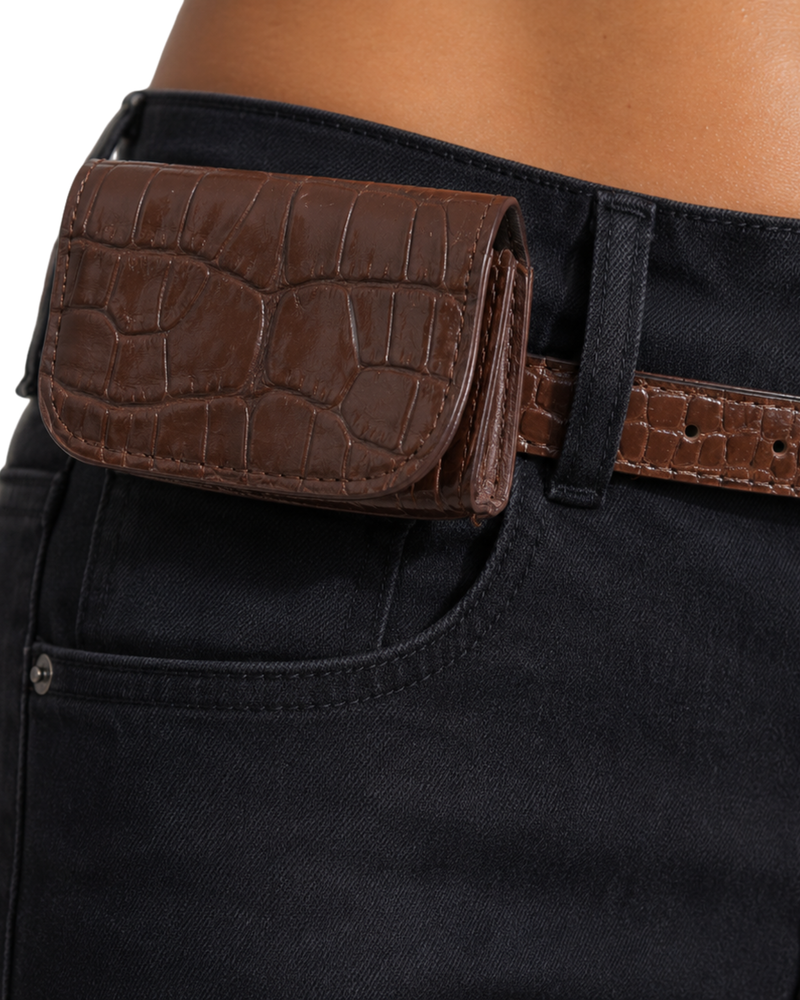 Dark Wash Flared Jeans With Belt