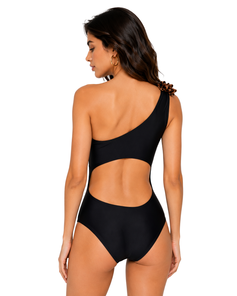 Swimwear for Women-Black Cut-Out Party Dress-Flirty Feathers