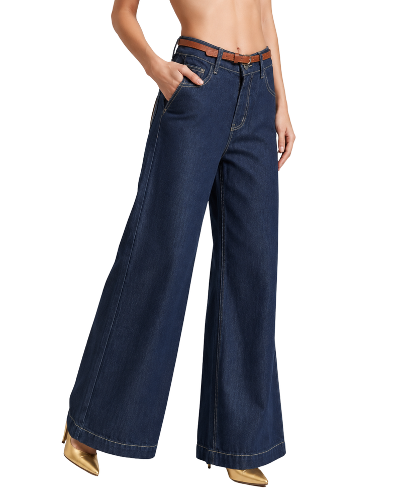 Dark Indigo Wide-Leg Jeans