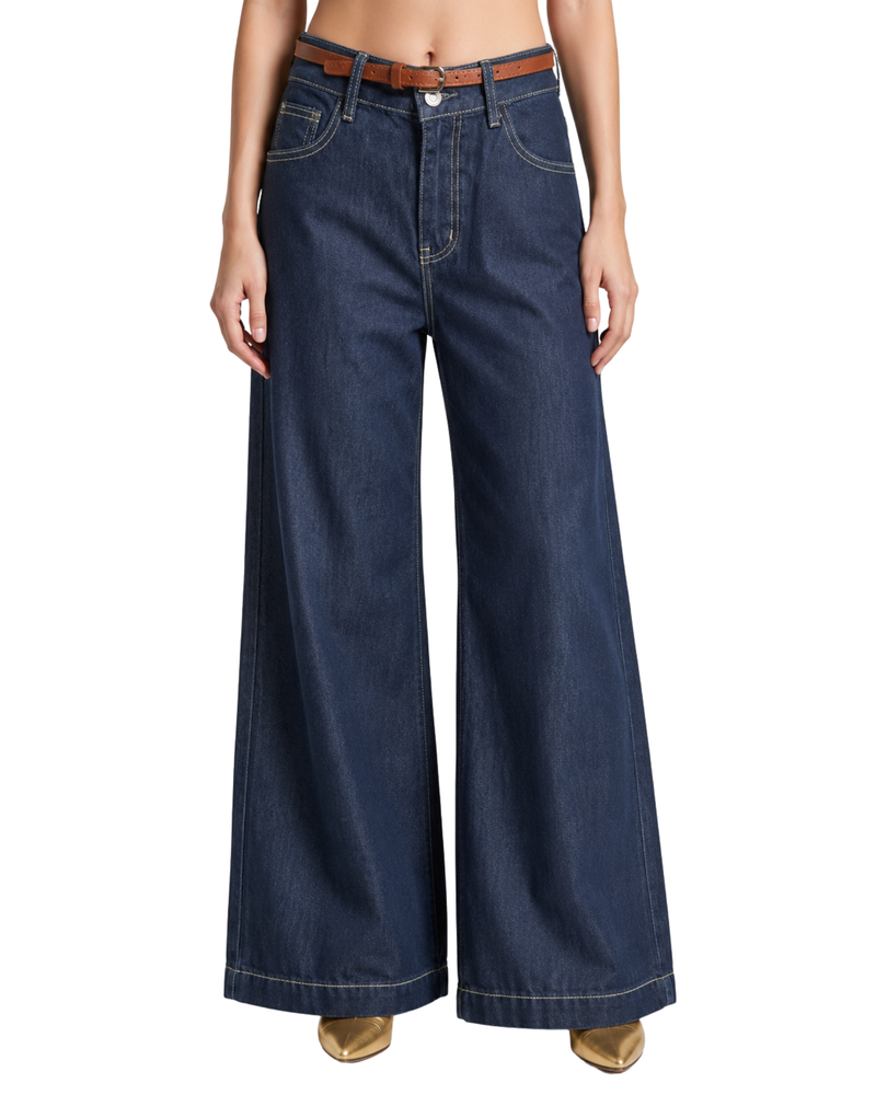 Dark Indigo Wide-Leg Jeans