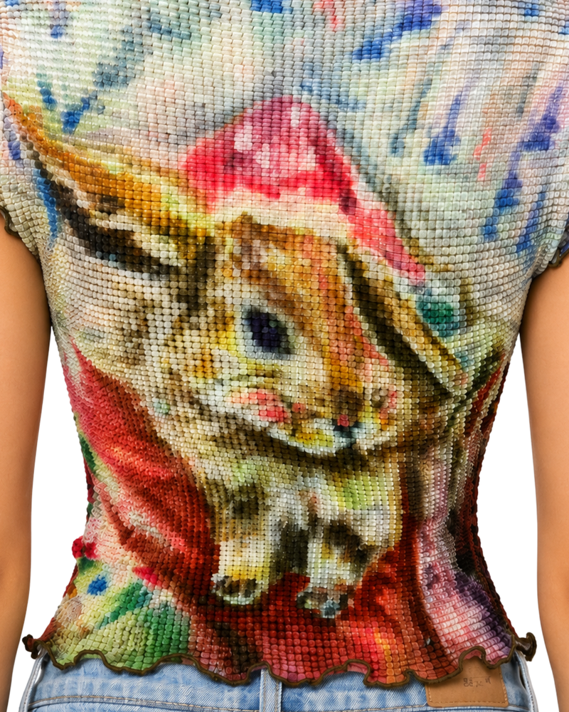 Kitty Popcorn Textured Top