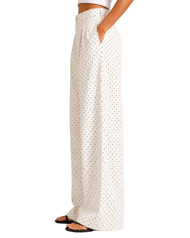 Polka Dot Wide-Leg Trousers