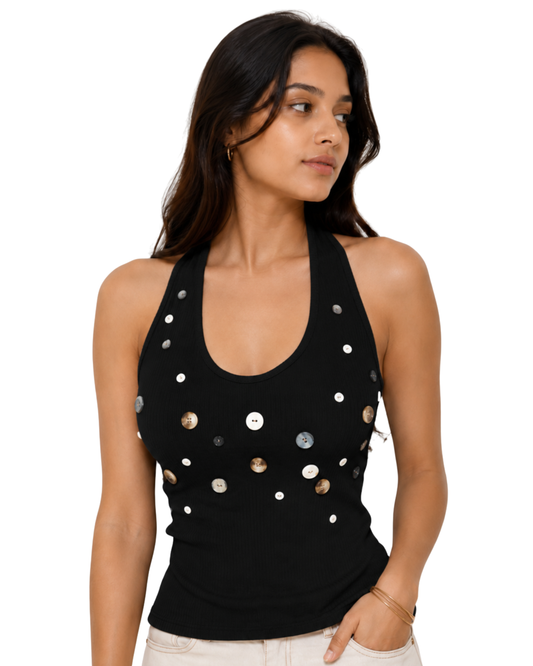 The Artisan Button Halter Top
