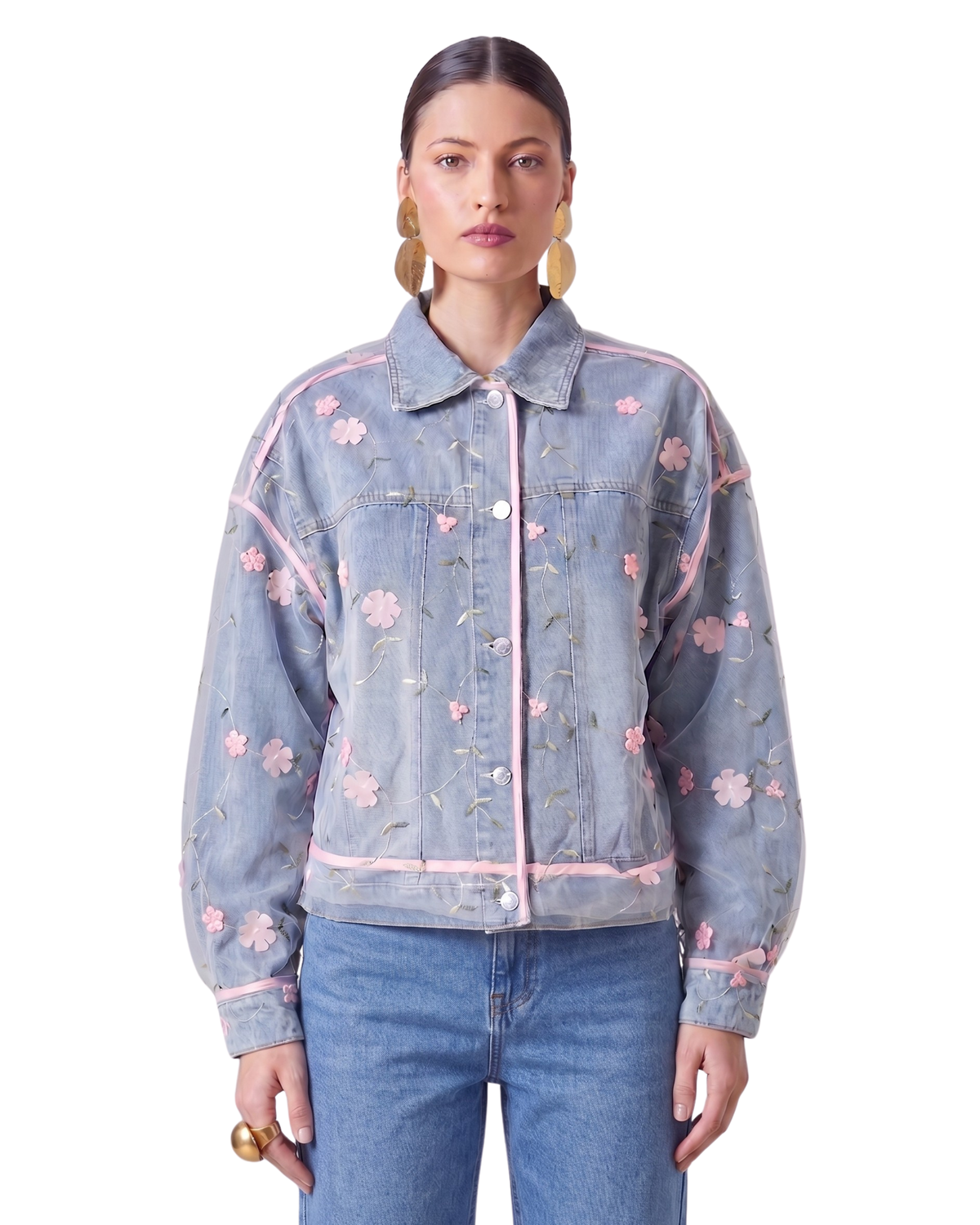 Floral Embroidered Denim Jacket