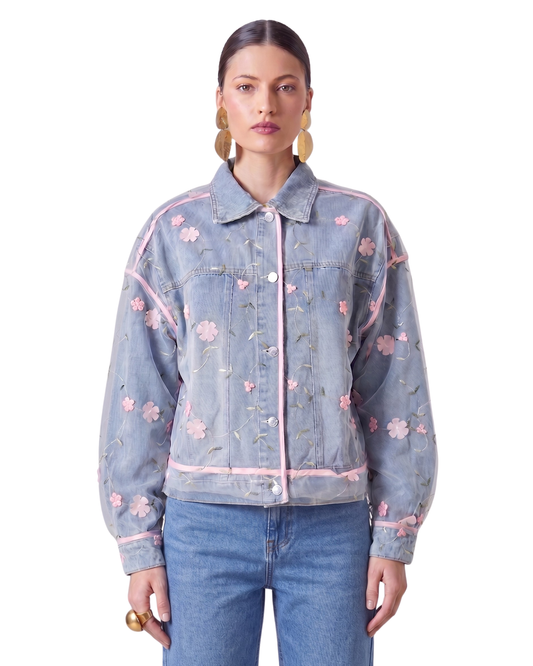 Floral Embroidered Denim Jacket