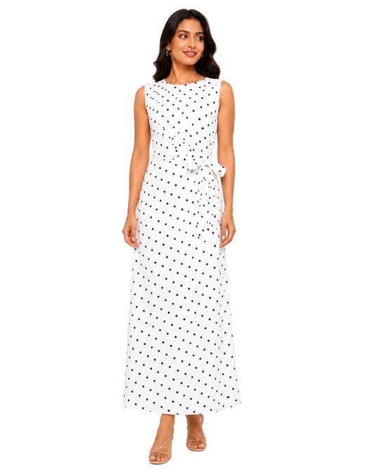 White Polka Dot Maxi Dres