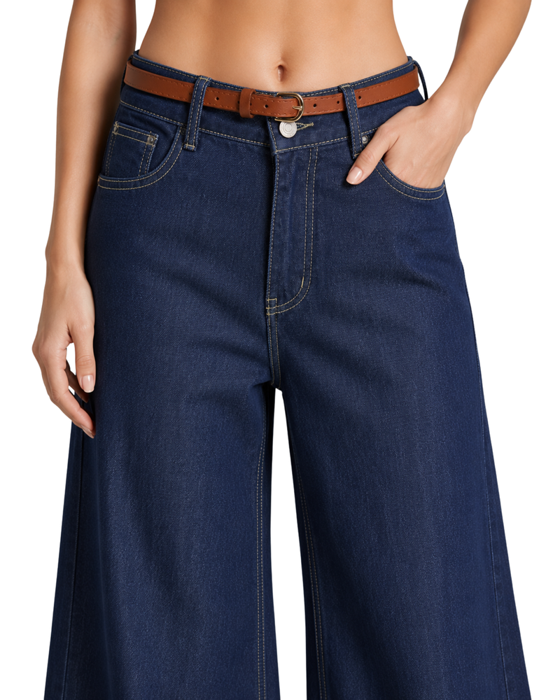 Dark Indigo Wide-Leg Jeans
