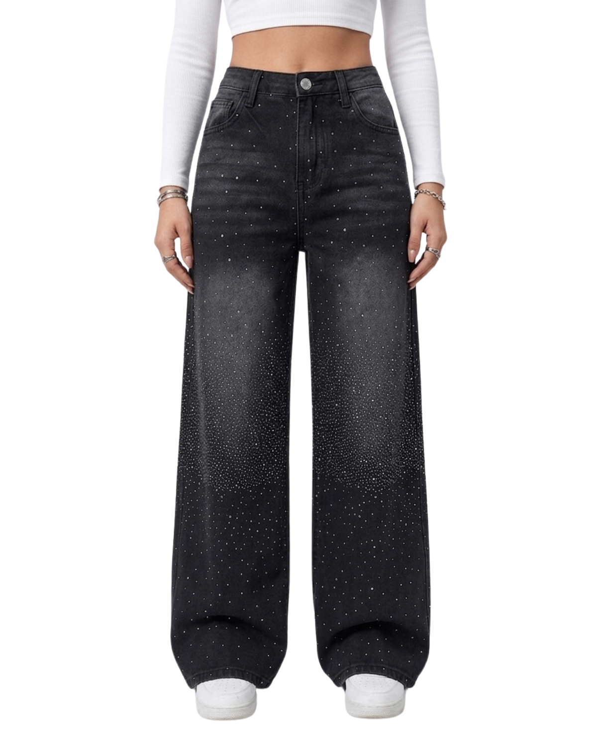 Rhinestone Wide Leg Jeans