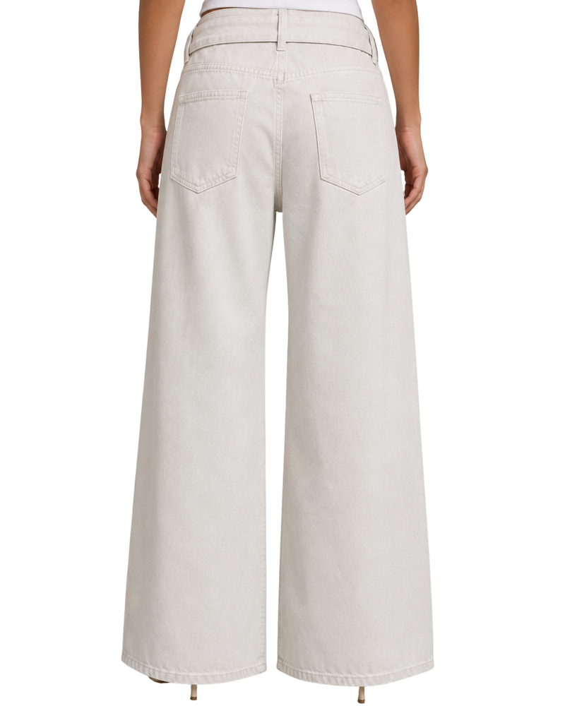 Ivory Wide-Leg Denim Pants