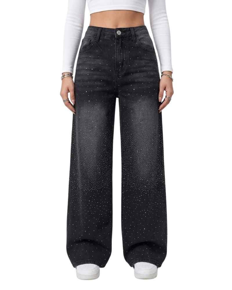 Rhinestone Wide Leg Jeans