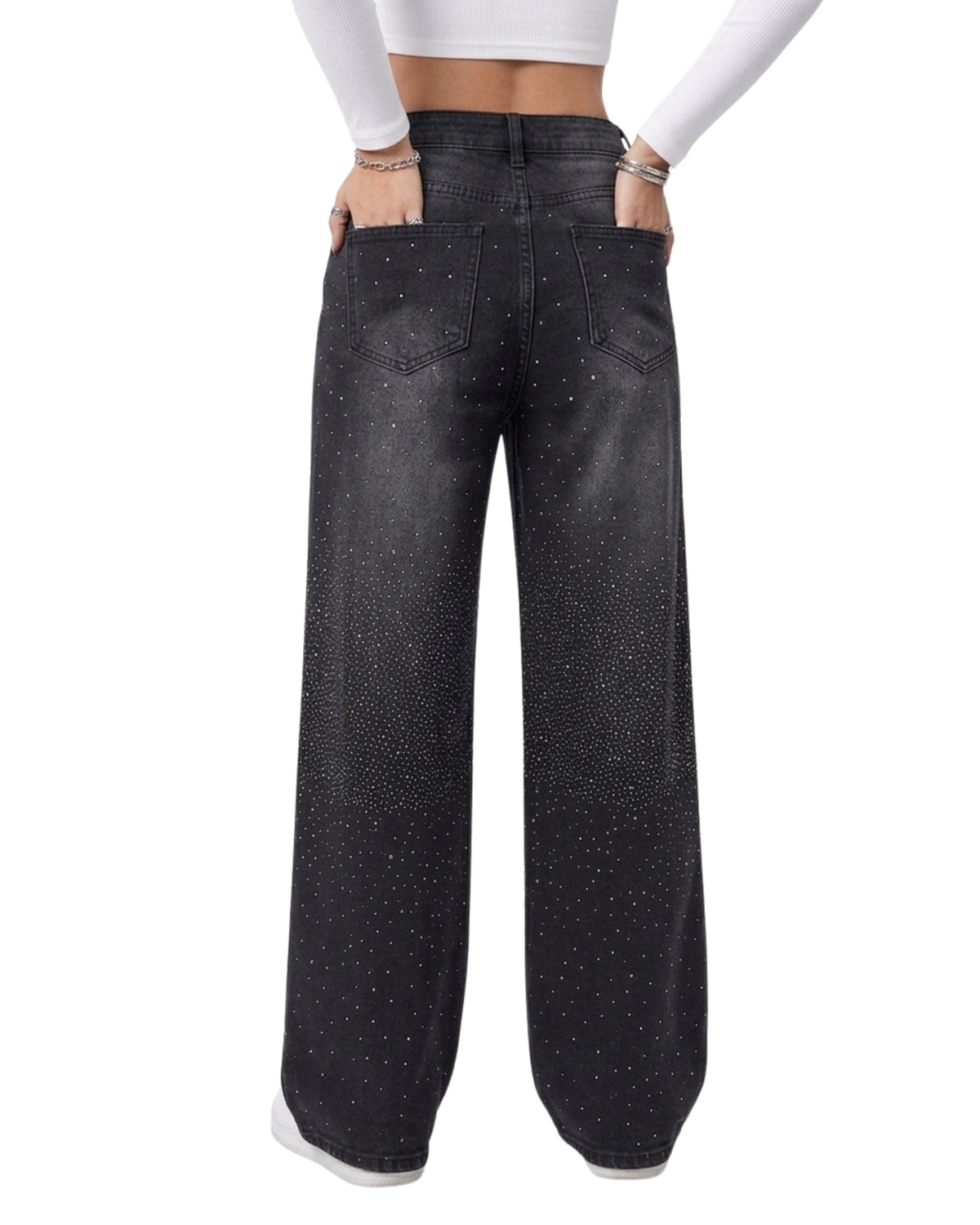 Rhinestone Wide Leg Jeans