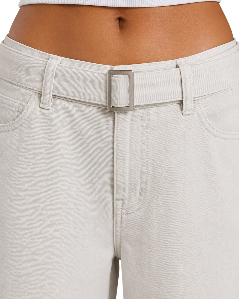Ivory Wide-Leg Denim Pants