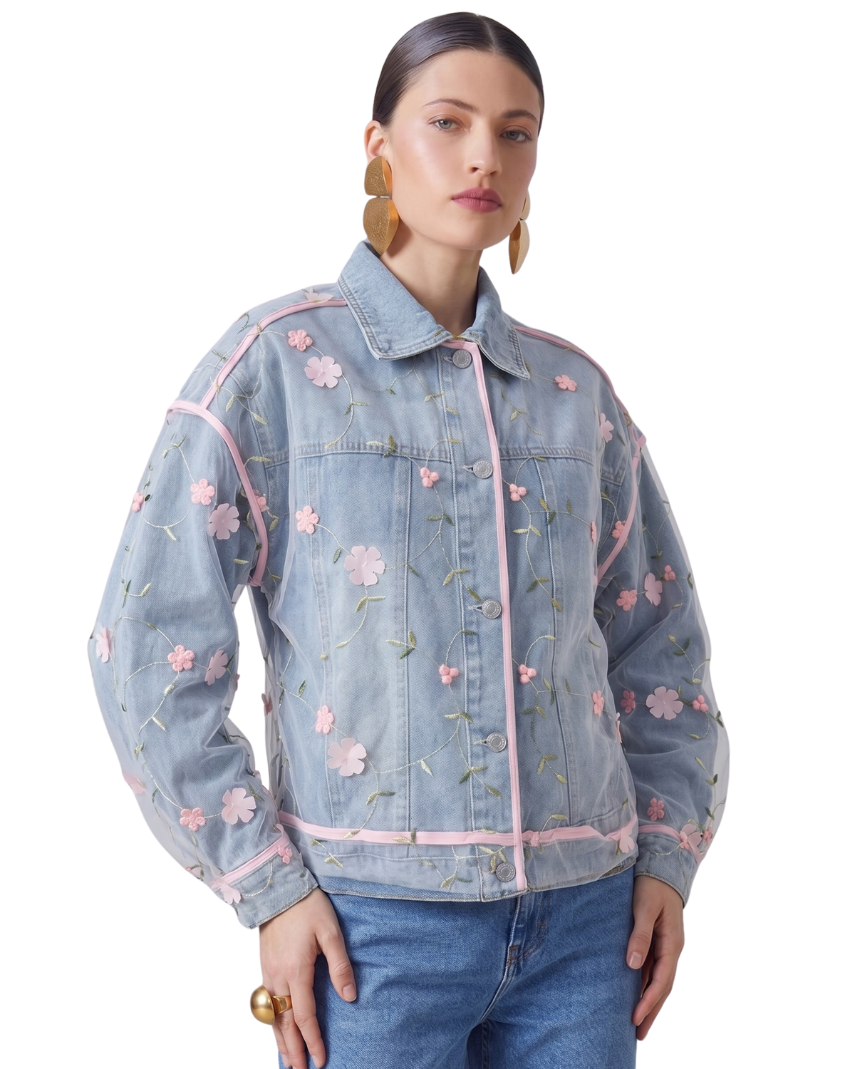 Floral Embroidered Denim Jacket