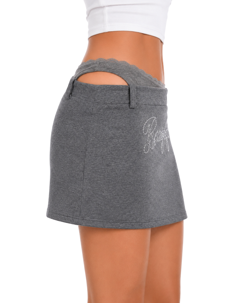 Y2K Rhinestone Low-Rise Mini Skirt