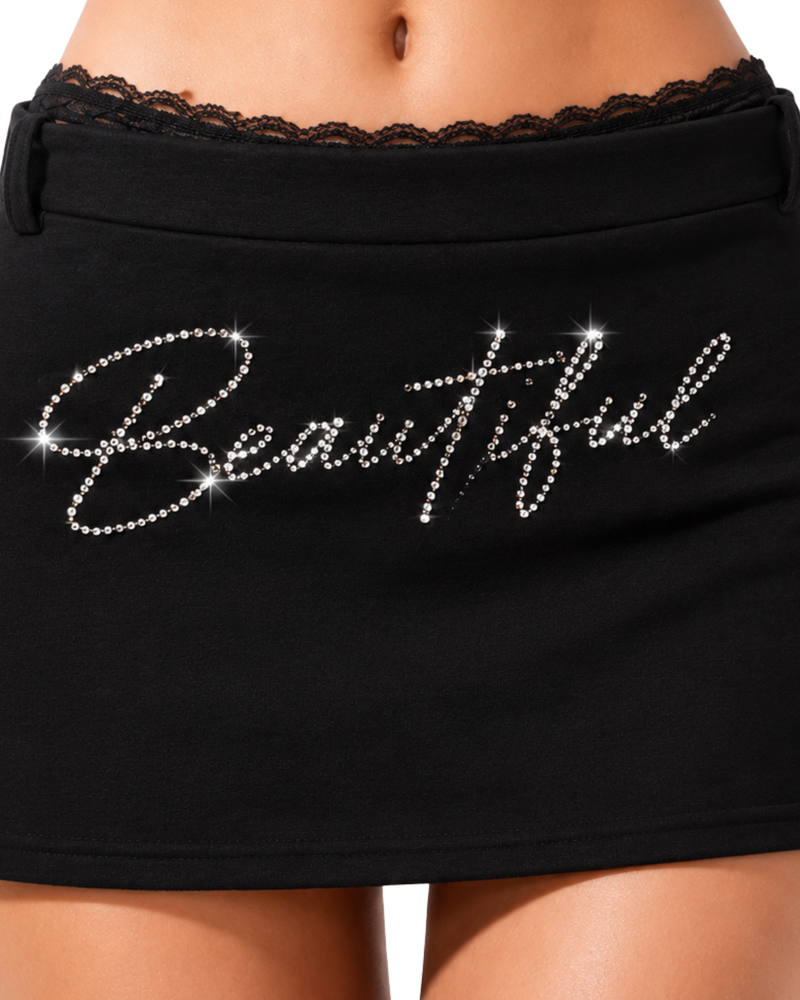 Y2K Rhinestone Low-Rise Mini Skirt