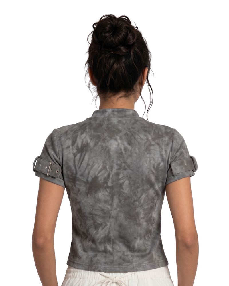 Party Wear Tops For Women-The Journey Studded Zip Crop Top-Flirty Feathers