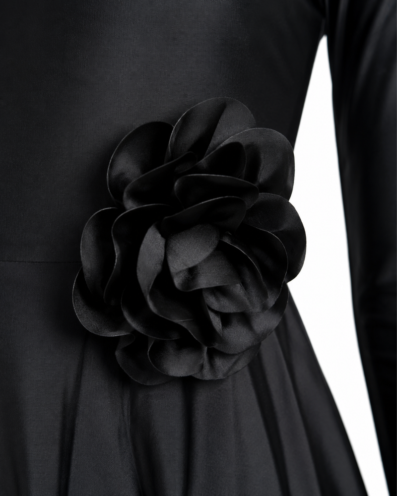 Midnight Bloom Skater Swim Dress