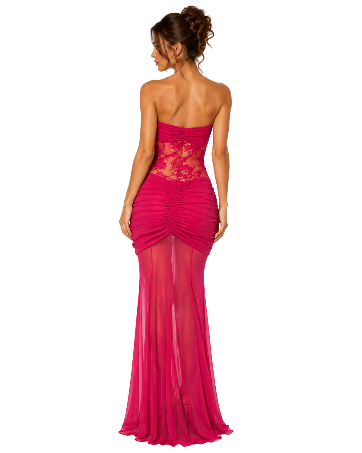 Fuchsia Lace Illusion Monokini