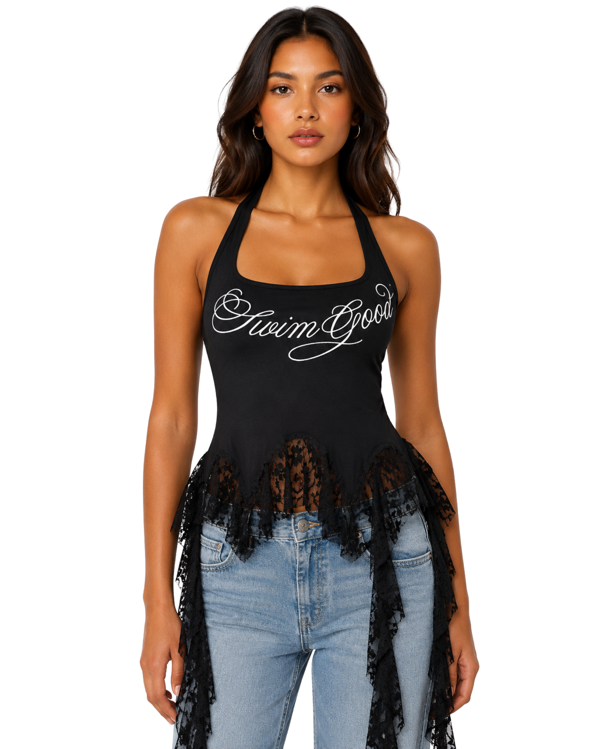 Noir Whisper Lace Top