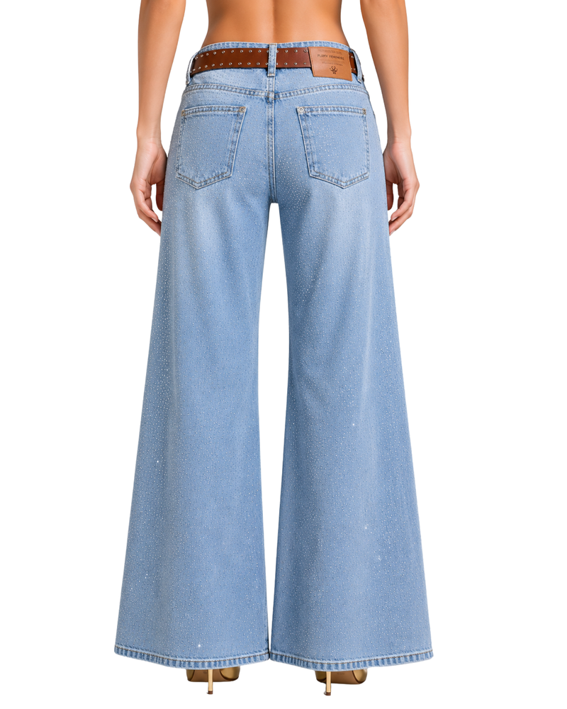 Rhinestone Wide-Leg Jeans