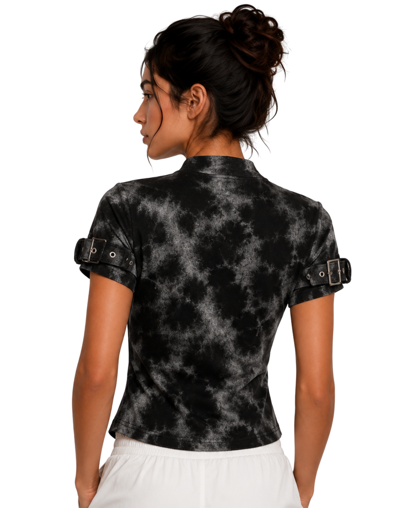 The Journey Studded Zip Crop Top