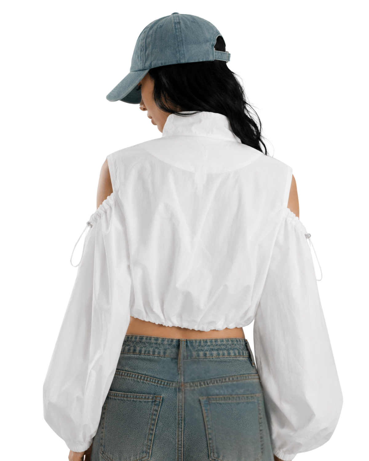 Cold Shoulder Zip Crop Jacket