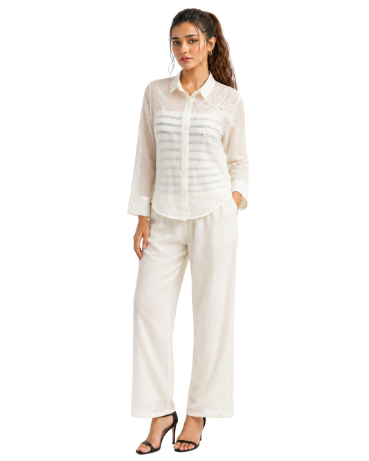 Sheer Floral Embroidered Co-ord Set