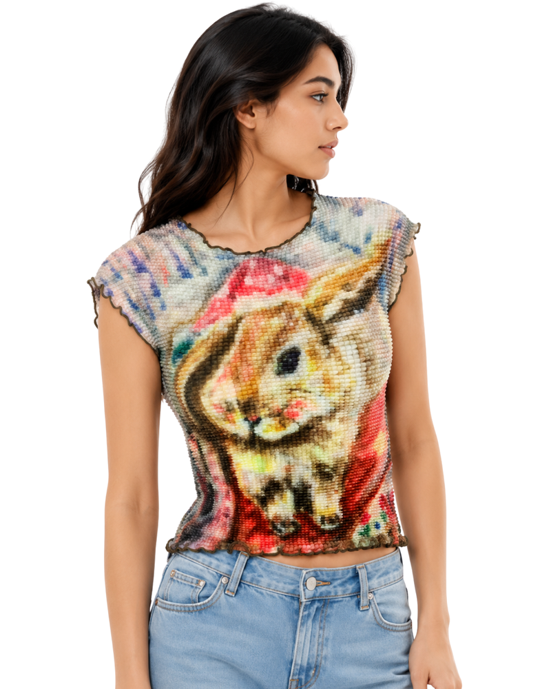 Kitty Popcorn Textured Top
