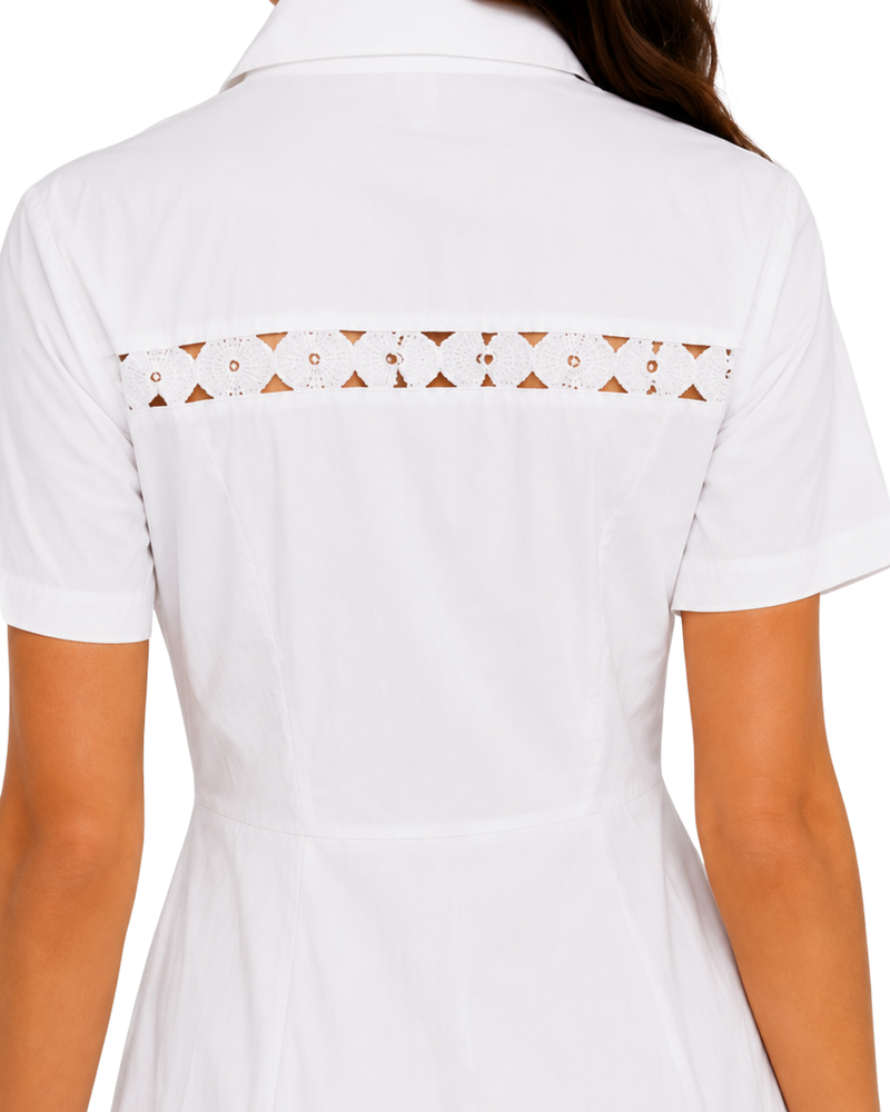White Cutwork Shirt Dress