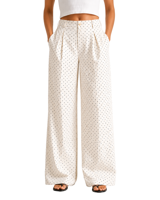Polka Dot Wide-Leg Trousers