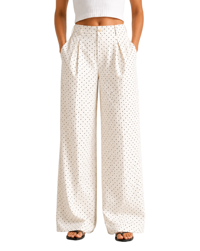 Polka Dot Wide-Leg Trousers