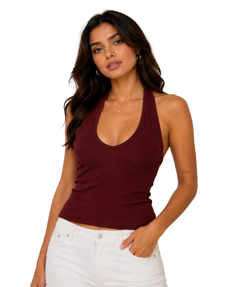 Heather Rib Halter Top