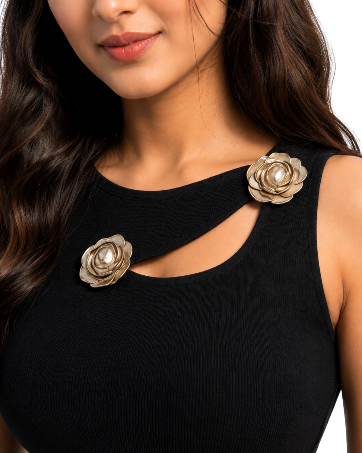 Rose Detail Cutout Bodycon Dress