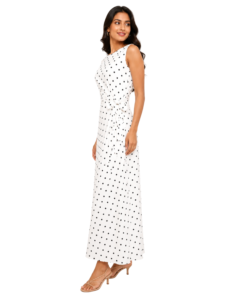 White Polka Dot Maxi Dres