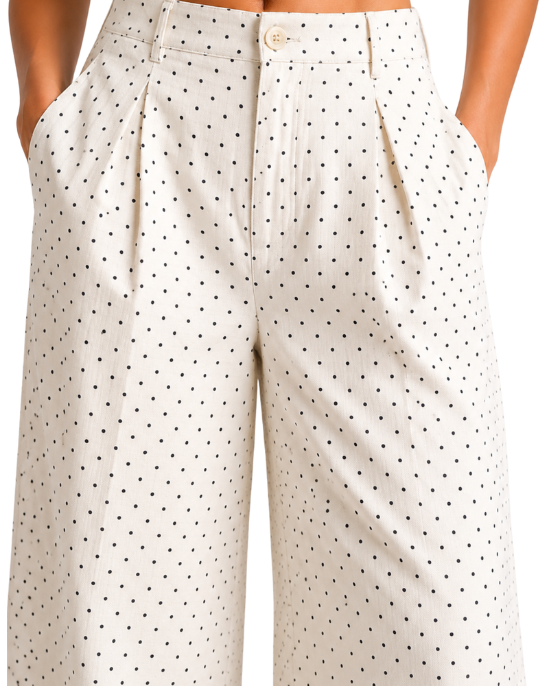 Polka Dot Wide-Leg Trousers
