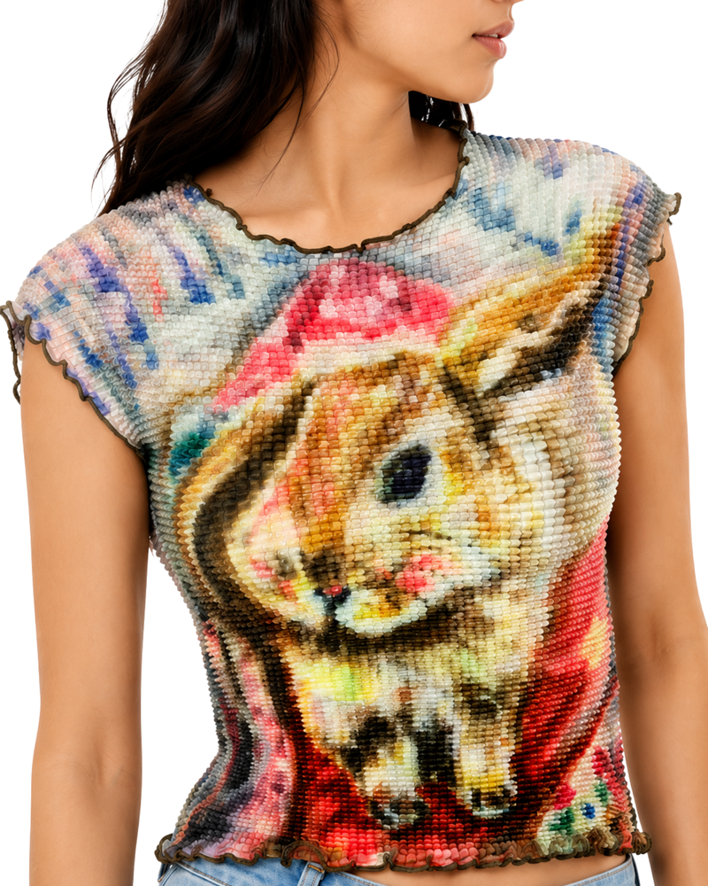 Kitty Popcorn Textured Top