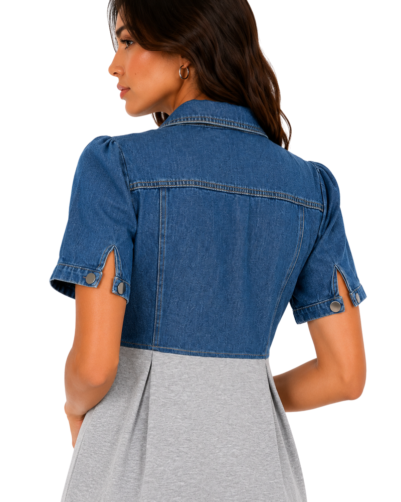 Grey Denim Midi Dress