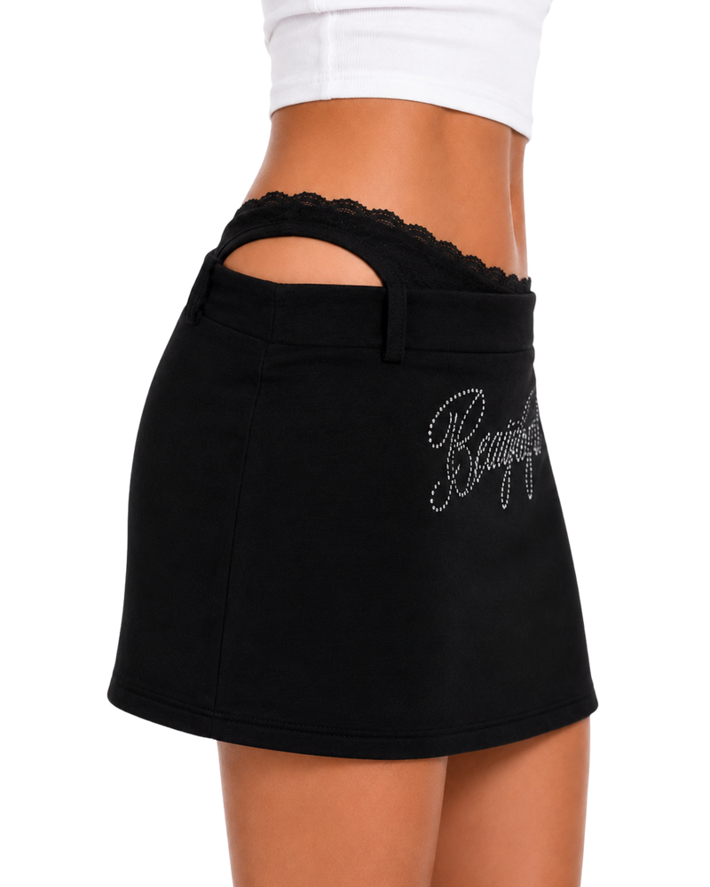 Y2K Rhinestone Low-Rise Mini Skirt