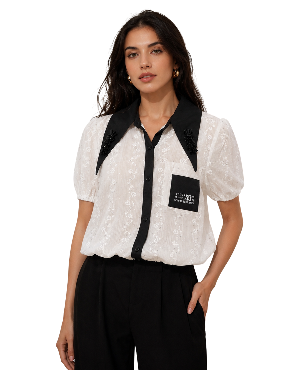 French Style Floral Puff Sleeve Shirt