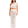White One-Shoulder Crochet Resortwear