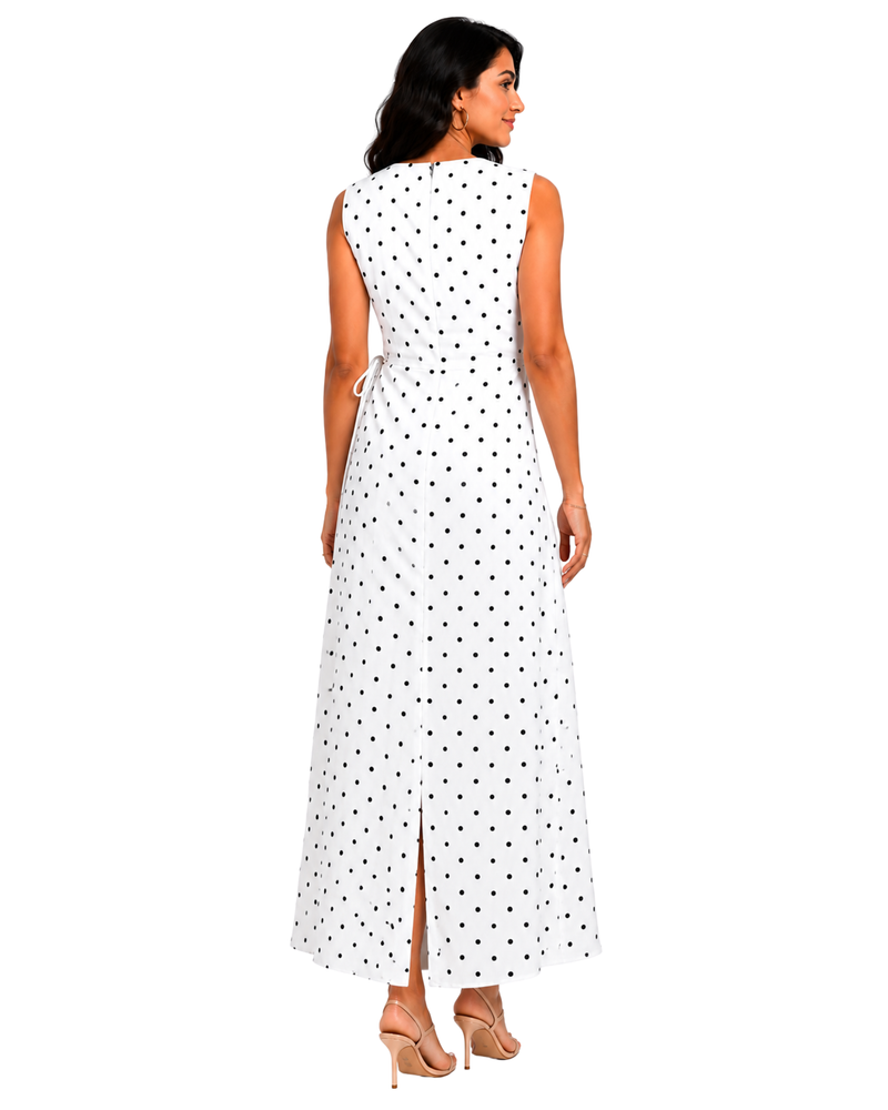 White Polka Dot Maxi Dres