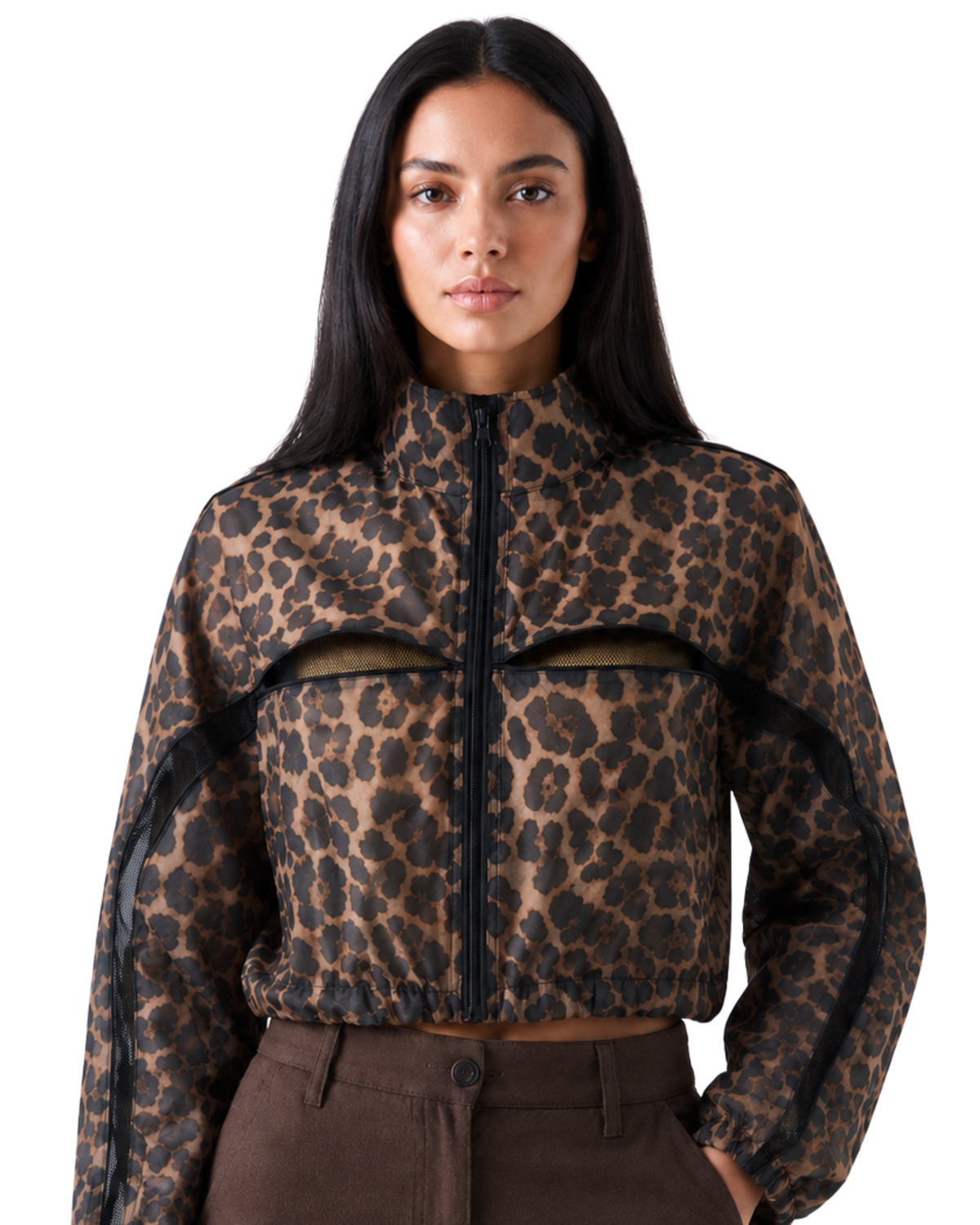 Wild Print Zip-Up Crop Jacket
