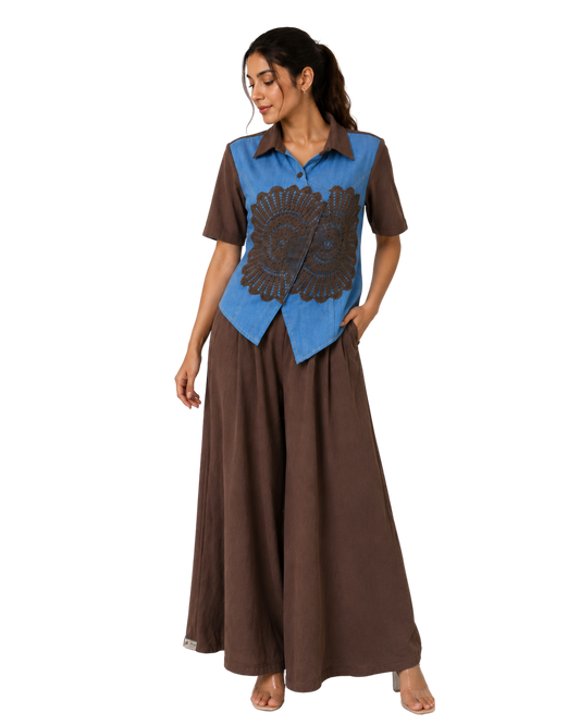Boho Crochet Mandala Denim Co-ord Set