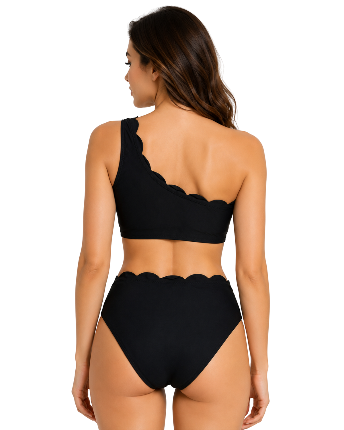 Monochrome One-Shoulder Bikini Set