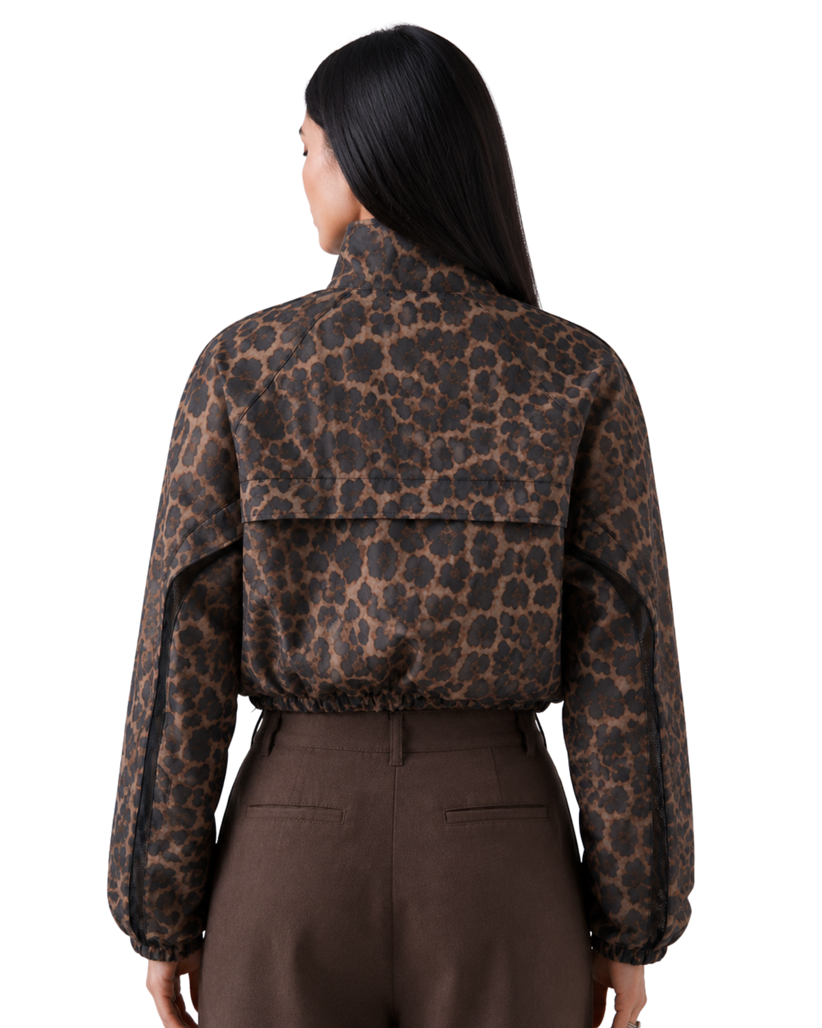 Wild Print Zip-Up Crop Jacket