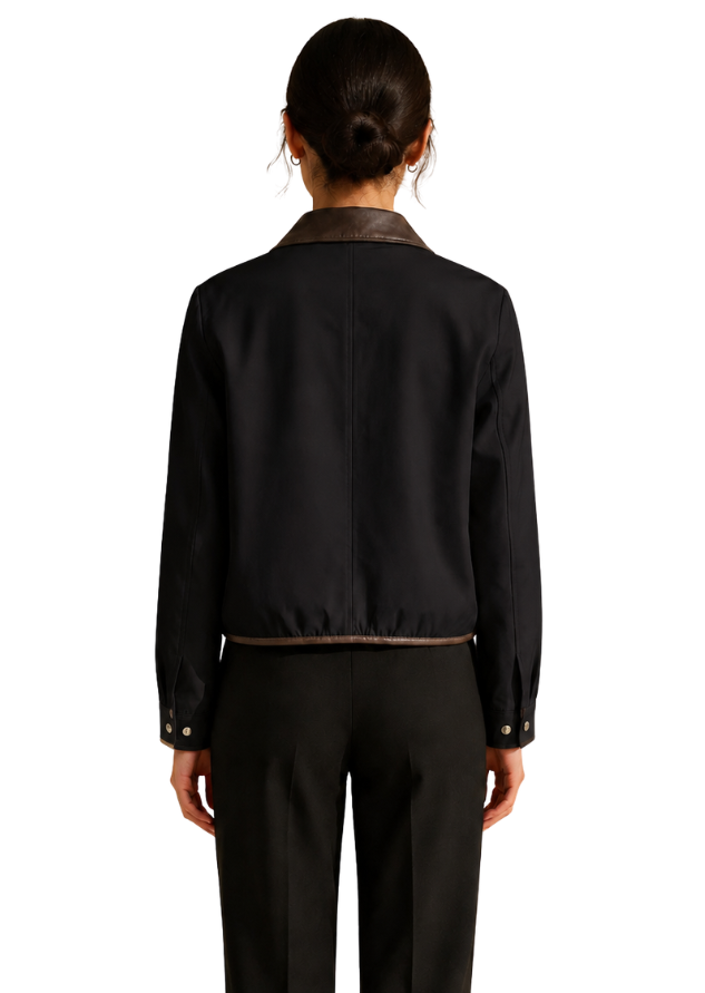 Black Noir Contrast-Collar Jacket